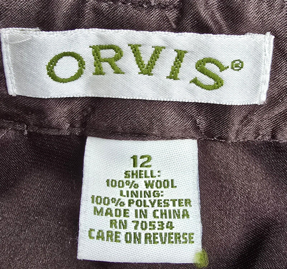 ORVIS Women's Wool Pleated Dress Pants Fully Lined Slacks Size 12 Brown
